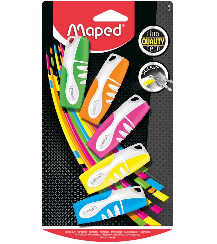 Highlighters Pocket , Neon 5 Colour Blister