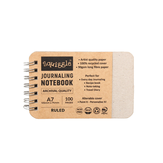 Journeling Note Book Premium Quality 90Gsm Spiral Binding Ruled - A7, 100Pages 7 X 10Cm
