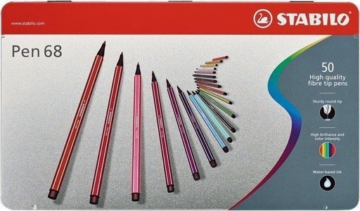 [0319090] Fibre-Tip Pen HQ Metal Box 50Color