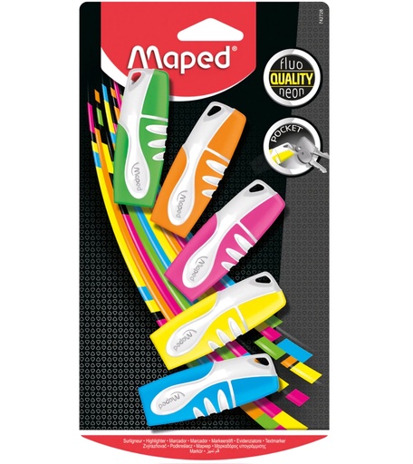 [0020837] Highlighters Pocket , Neon 5 Colour Blister