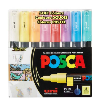 [0030772] Uni POSCA PC-1M Soft Colors Pack 08 Colours