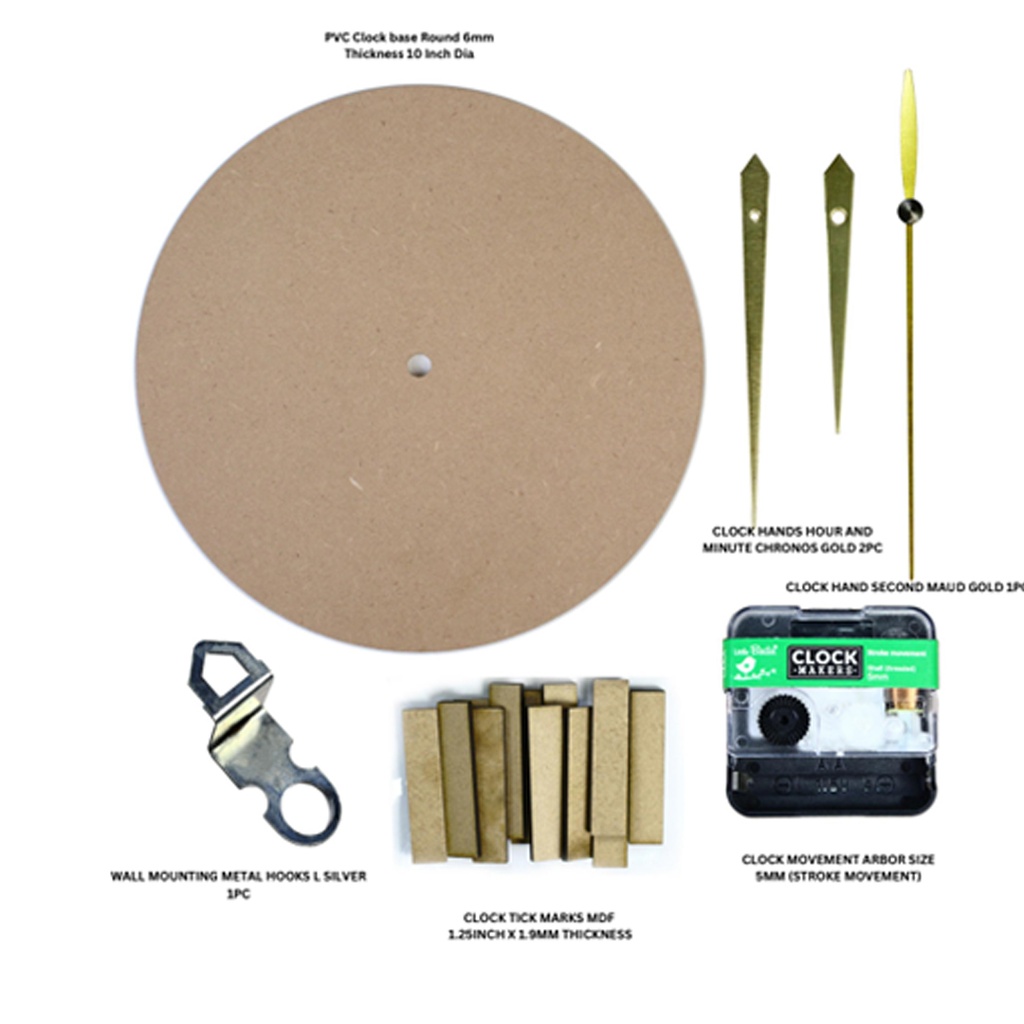 MDF Clock Making Kit 2mm Thickness 10inch 1kit