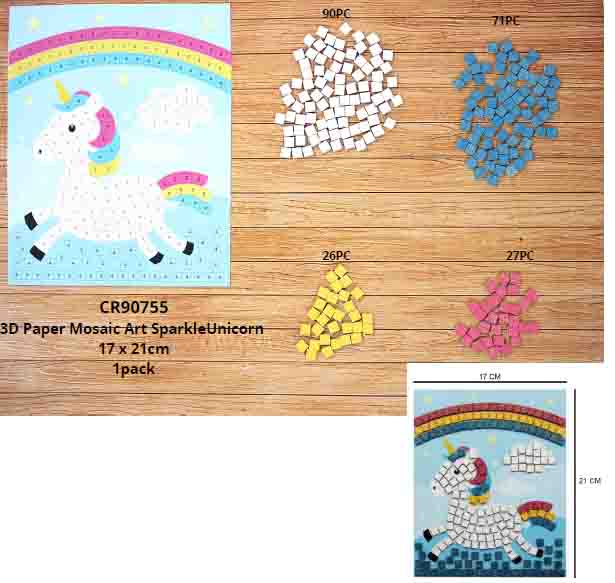 3D Paper Mosaic Art - Unicorn21 x 17cm 1pack