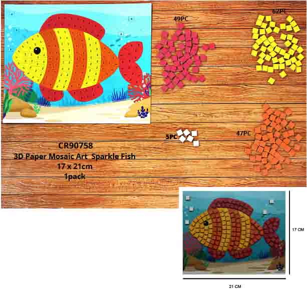 3D Paper Mosaic Art - Fish 17 x 21cm 1pack