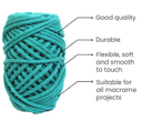 Cotton Twisted Cord - Teal Green 3mm, 3ply, 25mtr