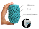 Cotton Twisted Cord - Teal Green 3mm, 3ply, 25mtr
