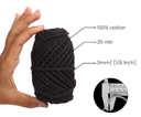 Cotton Twisted Cord - Black 3mm, 3ply, 25mtr