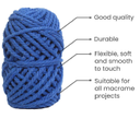 Cotton Twisted Cord - Royal Blue 3mm, 3ply, 25mtr