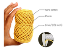 Cotton Twisted Cord - Sun Flower Yellow 3mm, 3ply, 25mtr