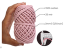 Cotton Twisted Cord - Baby Pink 3mm, 3ply, 25mtr