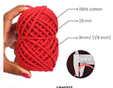 Cotton Twisted Cord - Red 3mm, 3ply, 25mtr