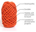 Cotton Twisted Cord - Tangerine Orange 3mm, 3ply, 25mtr