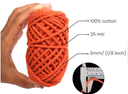 Cotton Twisted Cord - Tangerine Orange 3mm, 3ply, 25mtr