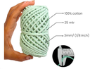 Cotton Twisted Cord - Apple Green 3mm, 3ply, 25mtr