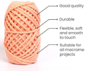Cotton Twisted Cord - Peach 3mm, 3ply, 25mtr