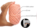 Cotton Twisted Cord - Peach 3mm, 3ply, 25mtr