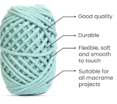 Cotton Twisted Cord - Sea Green 3mm, 3ply, 25mtr