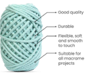 Cotton Twisted Cord - Sea Green 3mm, 3ply, 25mtr