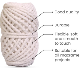 Cotton Twisted Cord - Milky White 3mm, 3ply, 25mtr
