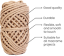 Cotton Twisted Cord - Khaki 3mm, 3ply, 25mtr