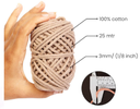 Cotton Twisted Cord - Khaki 3mm, 3ply, 25mtr