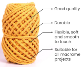 Cotton Twisted Cord -Mango Yellow 3mm, 3ply, 25mtr