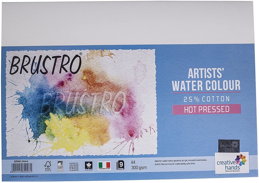 Artists Water Colour Paper 300gsm A4 Hot Pressed Pack