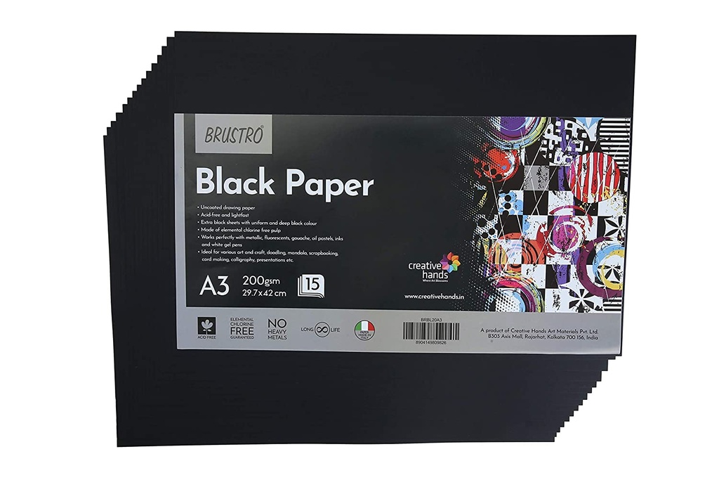 Uncoated Black Paper 200 GSM A3 Pack 15