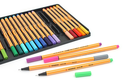 Pen Fine Liner Point 0.4 Wallet 25 Colours