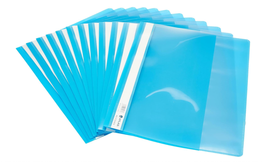 Flat File PP A4 thick w/pkt BLU