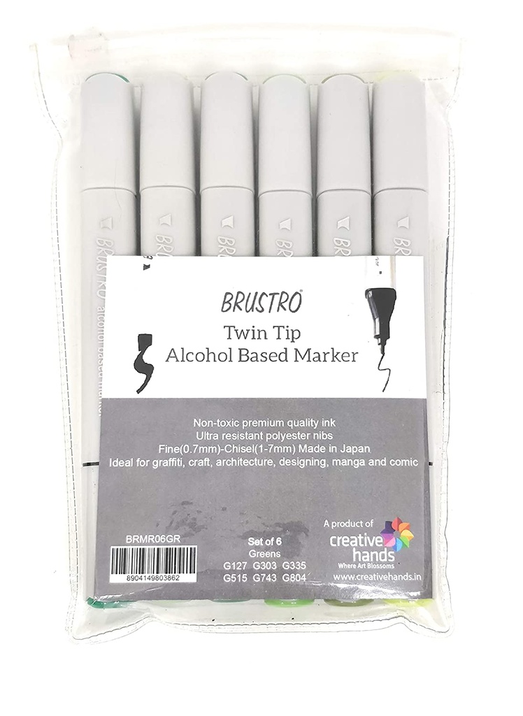 Marker Twin Tip Set - 6 Greens