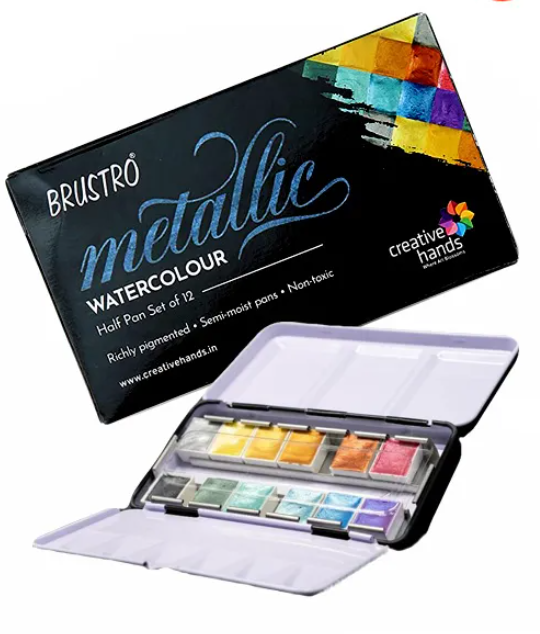 Metallic Water Colour Half Pan Set 12