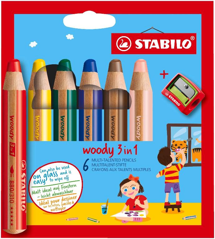 Woody Multi Talented Pencil 3 in1 - 6 Colour
