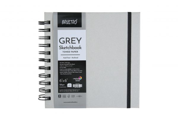 Grey Sketch BookWiro Bound 6X6 120gsm