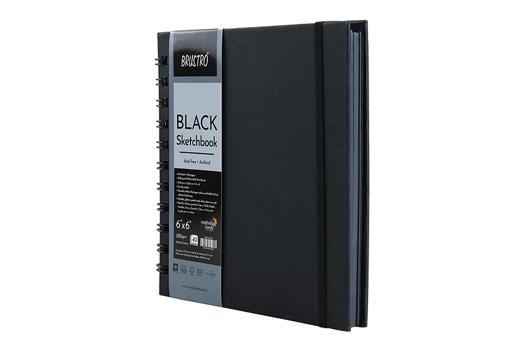 Black Sketch Book Wiro Bound 6" X 6"