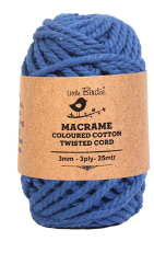 Cotton Twisted Cord - Royal Blue 3mm, 3ply, 25mtr