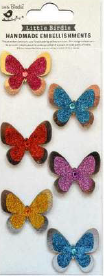 Self Adhesive Glitter Sticker - Flowers 6Pc