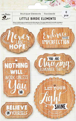 Printed Wooden Bark Banner Believe In Yourself Layout 6Pc