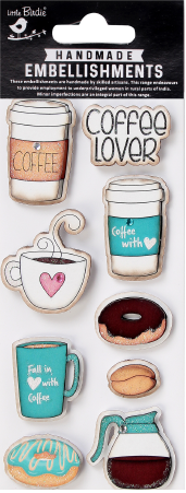 Handmade Embellishment - Coffee Love 10pc