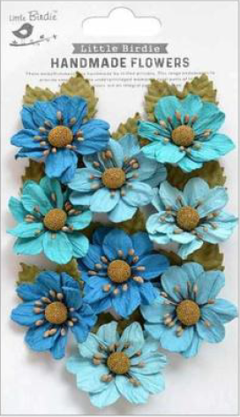 HANDMADE FLOWERS - WENDY AQUA MEDLEY 9PC