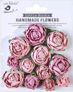 Handmade Flowers -English Roses Pearl Pink 12pc