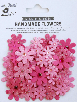 HANDMADE FLOWERS - SPARKLE FLORETTES PEARL PINK 80PC