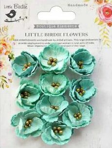 HANDMADE FLOWERS - EMBOSSED DAISIES ARETIC ICE 10PC