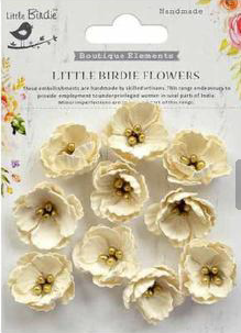 HANDMADE FLOWERS - EMBOSSED DAISIES MOON LIGHT 10PC