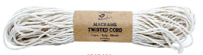 Macrame Twisted Cord Natural 1Mm 3Ply 50Mtr