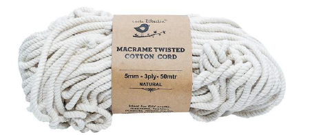 Macrame Twisted Cord Natural 5Mm 3Ply 50Mtr