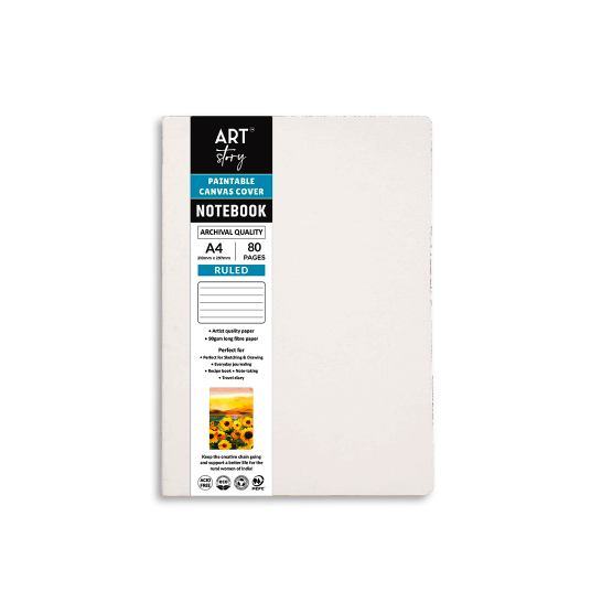 Paintable Canvas Cover A4 Note Book 90Gsm 80 Pages Soft Cover Portrait Ruled