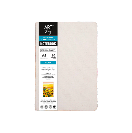 Paintable Canvas Cover A5 Note Book 90Gsm 80 Pages Soft Cover Portrait Plain