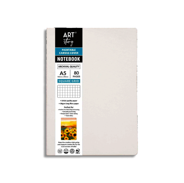 Paintable Canvas Cover A5 Note Book 90Gsm 80 Pages Soft Cover Portrait Square