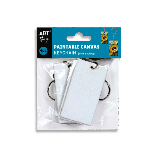 Paintable Canvas Keychain (Mdf Backing) Mdf 2Mm Thickness 1.5" X 3" 4Pc In A Pack